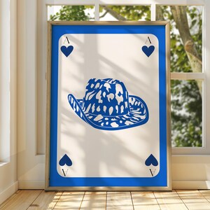 Poster Cowgirl Asso di Cuori - Arte murale con carte da gioco - Arredamento retrò alla moda - Arte estetica da cucina Boho Chic - Cowgirl Yeehaw Arte estetica