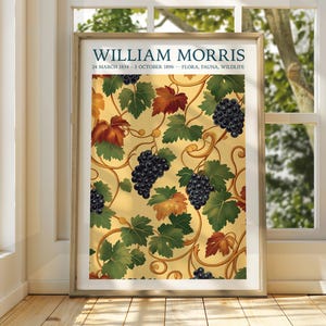 William Morris Style Autumn Leaves Poster - Ausstellungsposter - Galeriedruck - William Morris Wall Art - Blumen Herbstblätter braune Blumen