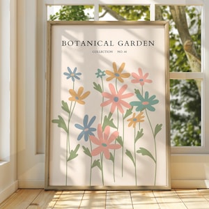 Botanischer Garten Poster - Ausstellungsposter - Galeriedruck - Blumenmarkt Wandkunst - Blumen Pastell Gartenblumen - Blumendruck - Botanisch