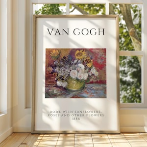 Vincent Van Gogh - Schüssel mit Sonnenblumen Kunst - Berühmter Kunstdruck - Van Gogh Druck - Sternenklare Nacht - Van Gogh Himmel Kunst - Van Gogh Gemälde