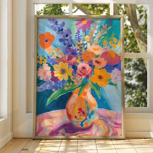 Henri Matisse Style Flower Vase - Exhibition Print - Gallery Print - Classic Art Print - Matisse Art - Henri Matisse Print - Floral Wall Art