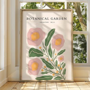 Botanischer Garten Poster - Ausstellungsposter - Galeriedruck - Blumenmarkt Wandkunst - Blumen Pastell Gartenblumen - Blumendruck - Botanisch
