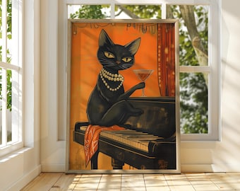 Chat Noir et Blanc Cartoon en céramique - Décoration