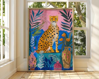 Colorful Cheetah Art Print: Bright Animal Illustration