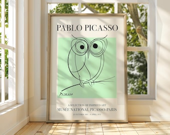 Lámina artística de un búho de Picasso - Póster de exposición de arte lineal