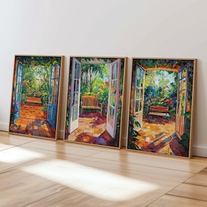 Conjunto de 3 carteles de Henri Matisse - Cartel de exposición - Impresión de galería - Arte mural de Matisse - Arte de ventana abierta - Estampados florales de Matisse - Terraza