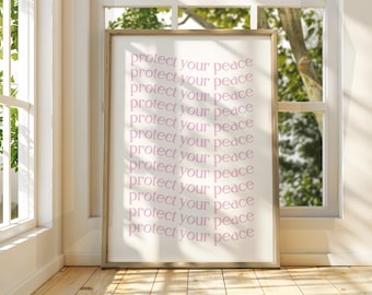 Protect Your Peace Poster: Boho Spiritual Wall Art