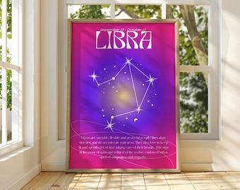 Waage Sternzeichen Poster: Sternzeichen Astrologie Wandkunst