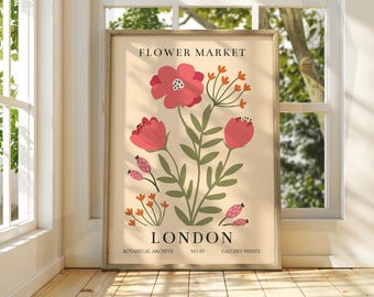 London Flower Market Poster: Floral Garden Art Print