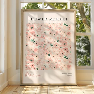 Blumenmarkt Poster - Ausstellungsposter - Galeriedruck - Blumenmarkt Wandkunst - Blumen Pastell Gartenblumen - Paris Blumendruck Kunst