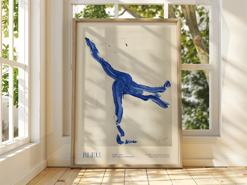 Bleu Art Poster: Abstract Body, Mid-Century Modern Print image 1