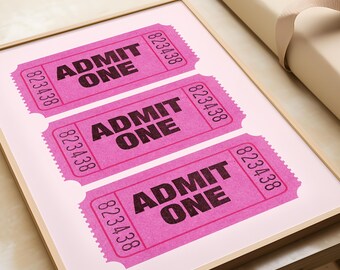 Admit One Cinema Ticket Poster: Retro Movie Room Art