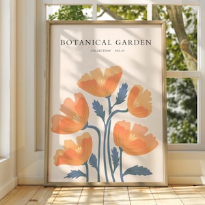 Botanischer Garten Poster - Ausstellungsposter - Galeriedruck - Blumenmarkt Wandkunst - Blumen Pastell Gartenblumen - Blumendruck - Botanisch