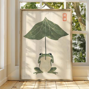 Arte japonés vintage de ranas - Arte mural de Matsumoto Hoji - Póster de animales - Impresión divertida de animales - Arte mural japonés - Póster de ranas - Arte mural de ranas