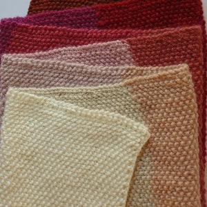 Hand Knitted Blanket Scarf in Merino Soft Blend from Red to Cream, Shawl Wrap image 3