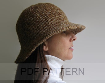 Patrón de tejido Bucket Hat PDF, Cómo hacer un sombrero Cloche, Descarga instantánea, Tutorial digital