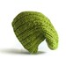 Slouchy Hat Beanie Knit in Chartreuse Green Acrylic Wool Blend Yarn
