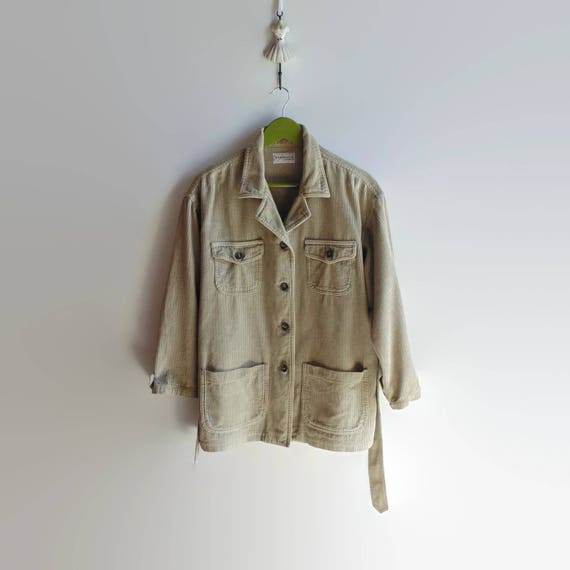 Beige Corduroy Women Jacket