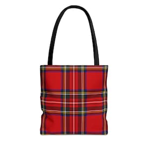 Tartan Red Tote Bag - Stylish Plaid Shoulder Bag for Shopping, Travel, and Everyday Use, Checkered Handbag for Women, Holiday Gift Idea