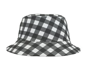 Fashionable Black Gingham Bucket Hat - Trendy Accessory for All - Thoughtful Birthday Gift