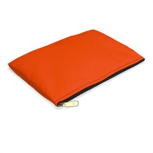 Orange Accessory Pouch, Zippered Bag, Travel Makeup Organizer, Small & Large Pouch, Solid Color Pencil Case