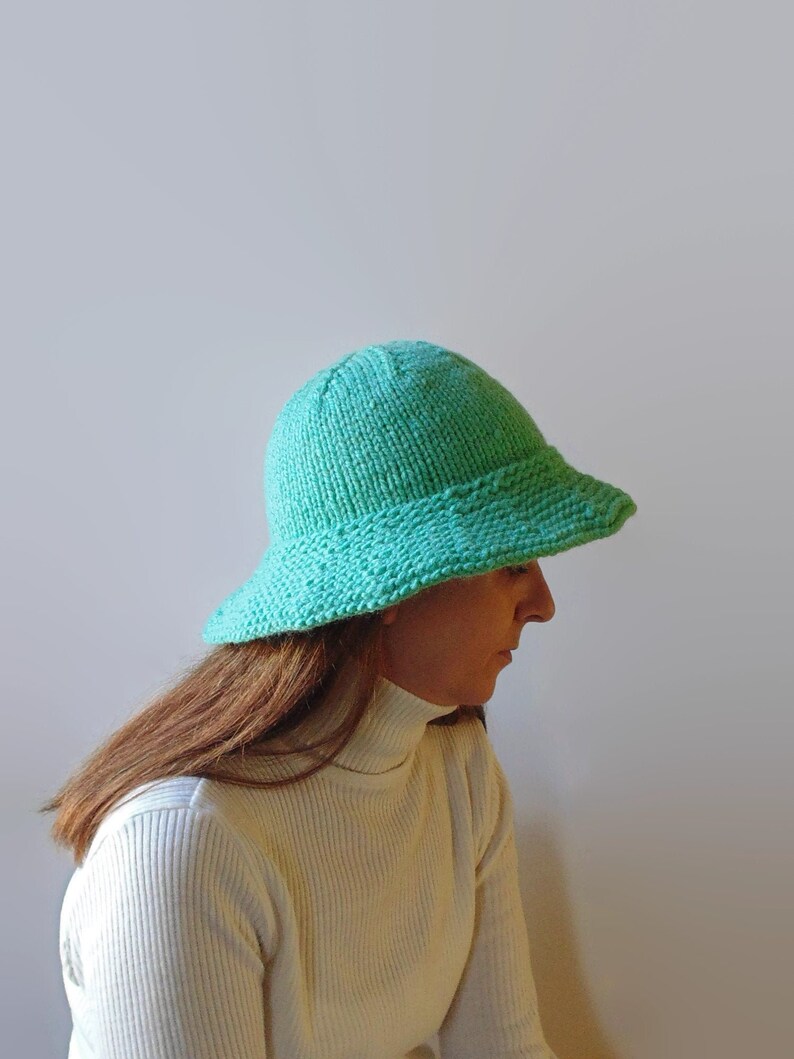 Mint Green Wool Knit Bucket Hat for Women | Etsy