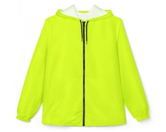 Chartreuse Yellow Windbreaker Jacket, Unisex Lightweight Coat, Practical Outdoor Gear, Unique Gift for All