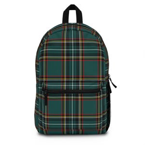 Plaid Backpack, Green Tartan School Bag, Checkered Travel Rucksack, Picnic Daypack, Outdoor Camping Hiking Knapsack