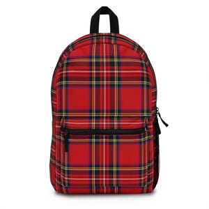 Tartan Red Backpack: Plaid School Travel Bookbag