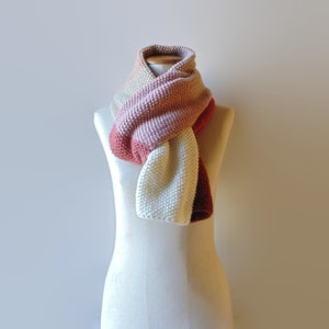 Hand Knitted Blanket Scarf in Merino Soft Blend from Red to Cream, Shawl Wrap image 6