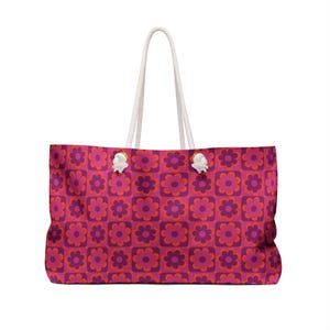 Pink Purple Pop Flowers Weekender Bag - Floral Travel Tote, Overnight Duffel, Carry On Luggage, Women&#39;s Weekend Getaway Accessory