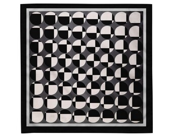 Elegant Op-Art Bandana - Black & White Circle Pattern Scarf, Stylish Multifunctional Accessory