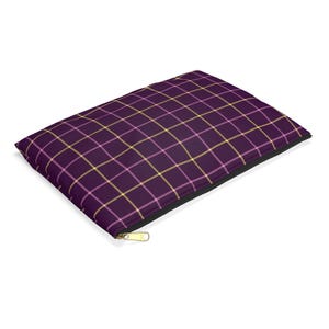 Plaid Purple Makeup Bag: Zippered Travel Cosmetic Pouch