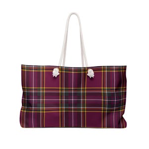 Aubergine Tartan Weekender Bag: Purple Plaid Travel Duffel