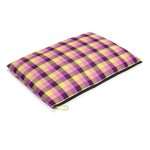 Gingham Accessory Pouch: Yellow, Pink & Purple Travel Organizer