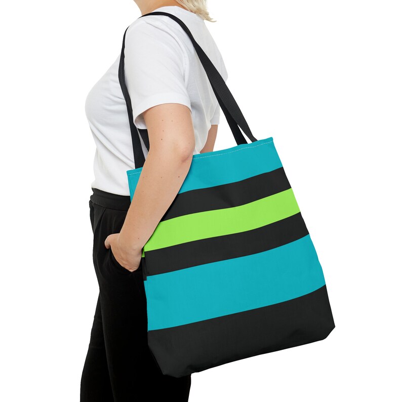 Bold Stripe Tote Bag Durable Spun Polyester with Black Handles Stylish Carrier for All Occasions Unique Present for Fashion Lovers 18" × 18''