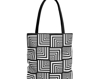 Optical Art Tote Bag - Black and White Aesthetic - Durable Everyday Carryall - Unique Art Lover Gift