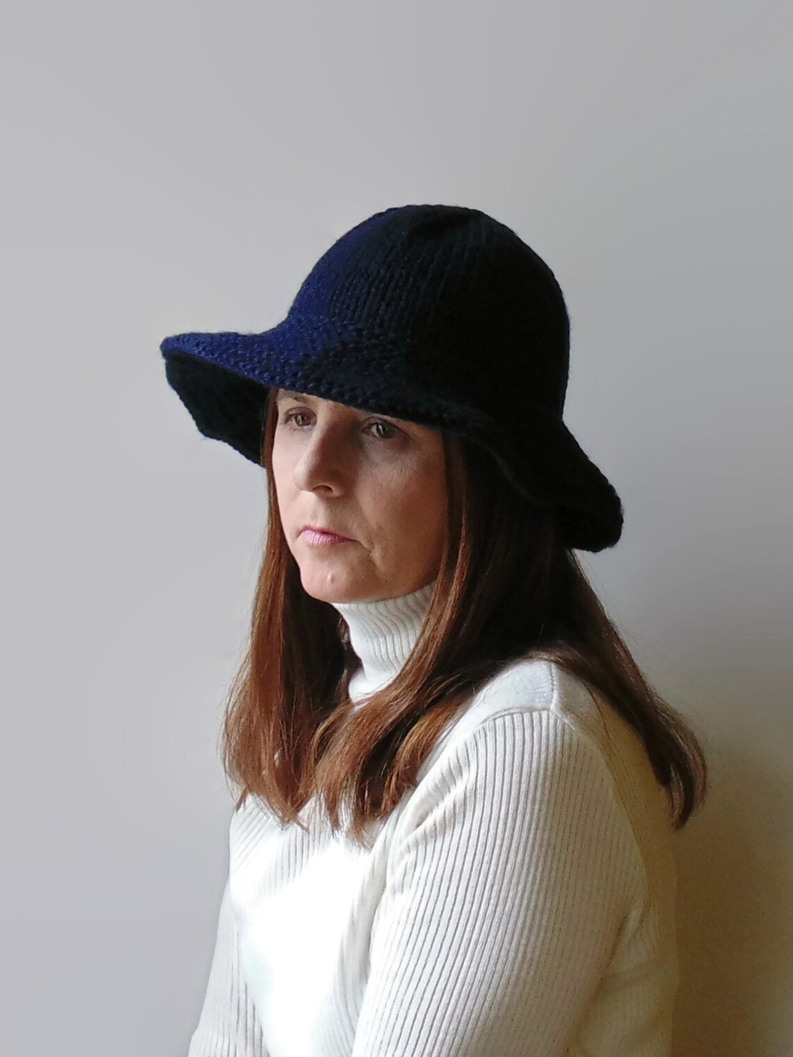 Navy Blue Womens Bucket Hat Winter Hat Woman Cloche Hat Etsy