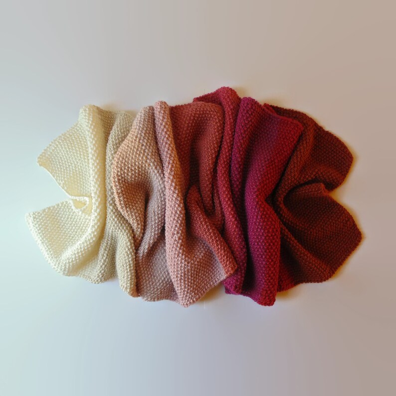 Hand Knitted Blanket Scarf in Merino Soft Blend from Red to Cream, Shawl Wrap image 10