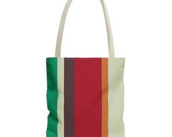 Colorblock Tote Bag - Chic Green, Red & Beige Carryall - Perfect for Everyday Use - Unique Gift for Her