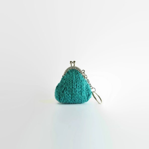 Keychain - Tiny Coin Purse Knitted in Teal