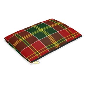 Plaid Red Green Accessory Pouch - Holiday Gift Bag, Tartan Cosmetic Case, Christmas Zippered Organizer, Festive Travel Pouch, Checkered