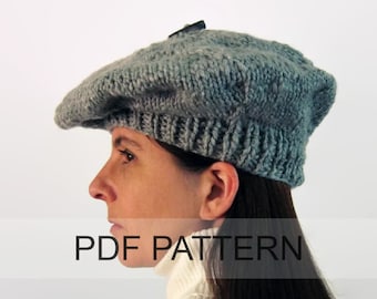 Beret Hat PDF Knitting Pattern, How to Make a Beret, Tam Hat, Instant Download