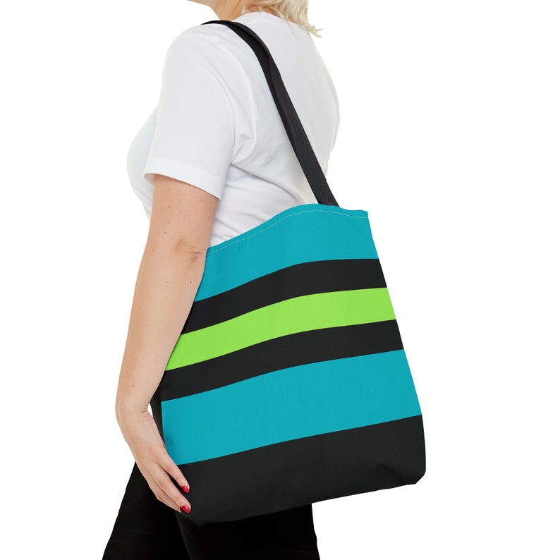 Bold Stripe Tote Bag Durable Spun Polyester with Black Handles Stylish Carrier for All Occasions Unique Present for Fashion Lovers 16" × 16''