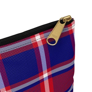 Tartan Plaid Print Accessory Pouch: Red and Blue Travel Organizer