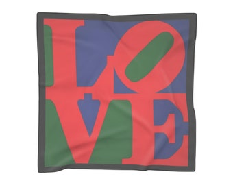 Chic Love Square Scarf - Soft Poly Chiffon & Voile, Romantic Accessory for Her, Perfect Valentine's Day Gift