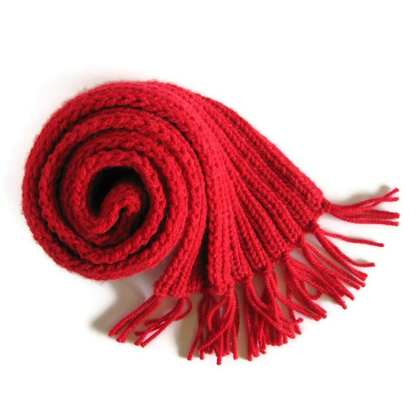 Red Chunky Scarf Knitted
