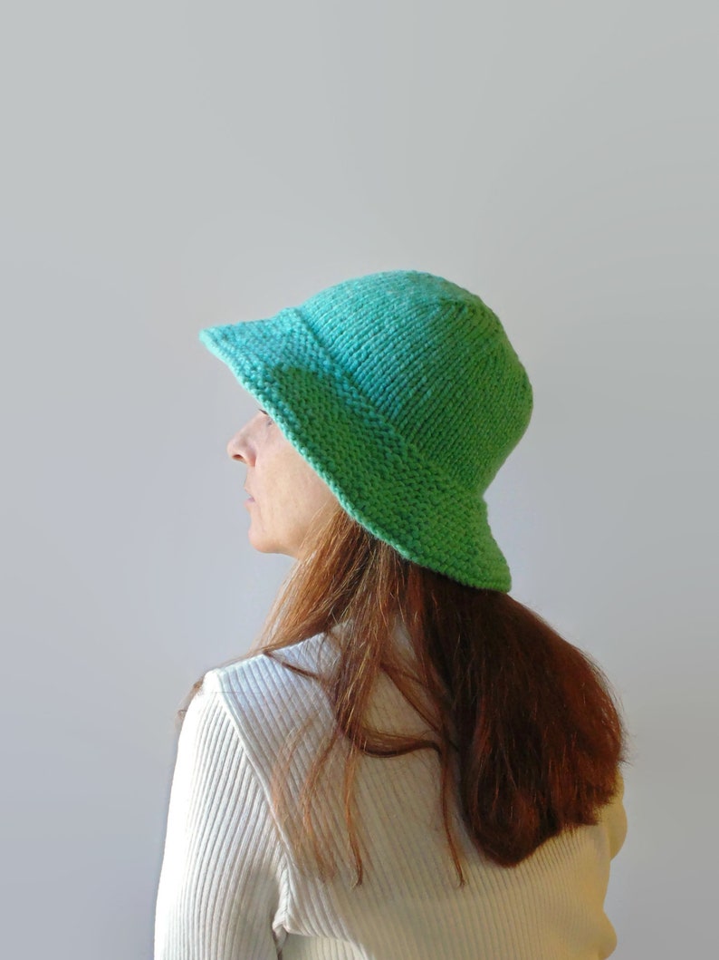 Mint Green Wool Knit Bucket Hat for Women | Etsy