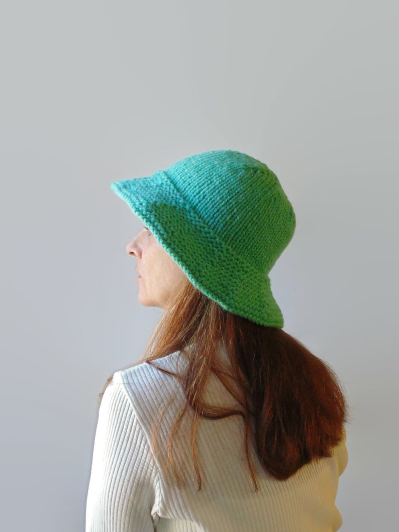 Mint Green Wool Knit Bucket Hat for Women Etsy