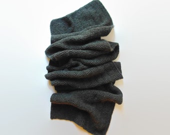 Hand-Knitted Charcoal Shawl Scarf, Soft Merino Wool Blend, Perfect Winter Wardrobe Addition, Gift for Fashionistas